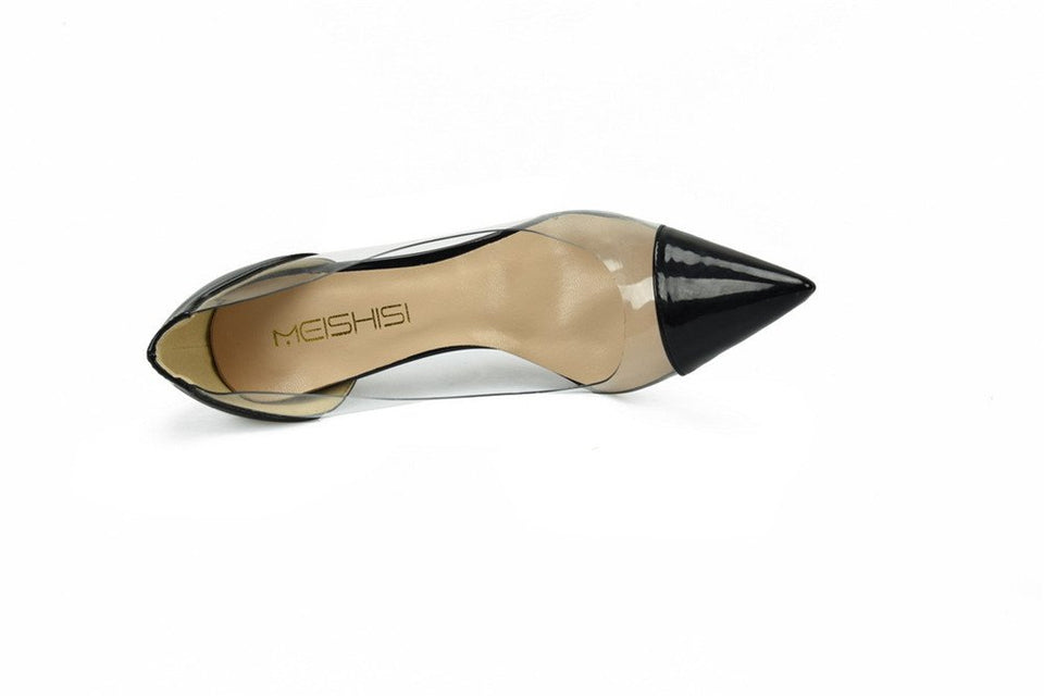 CCBubble Zapatos de Tacón Alto Transparente para Mujer, Puntera Puntiaguda, Zapatos de Mujer