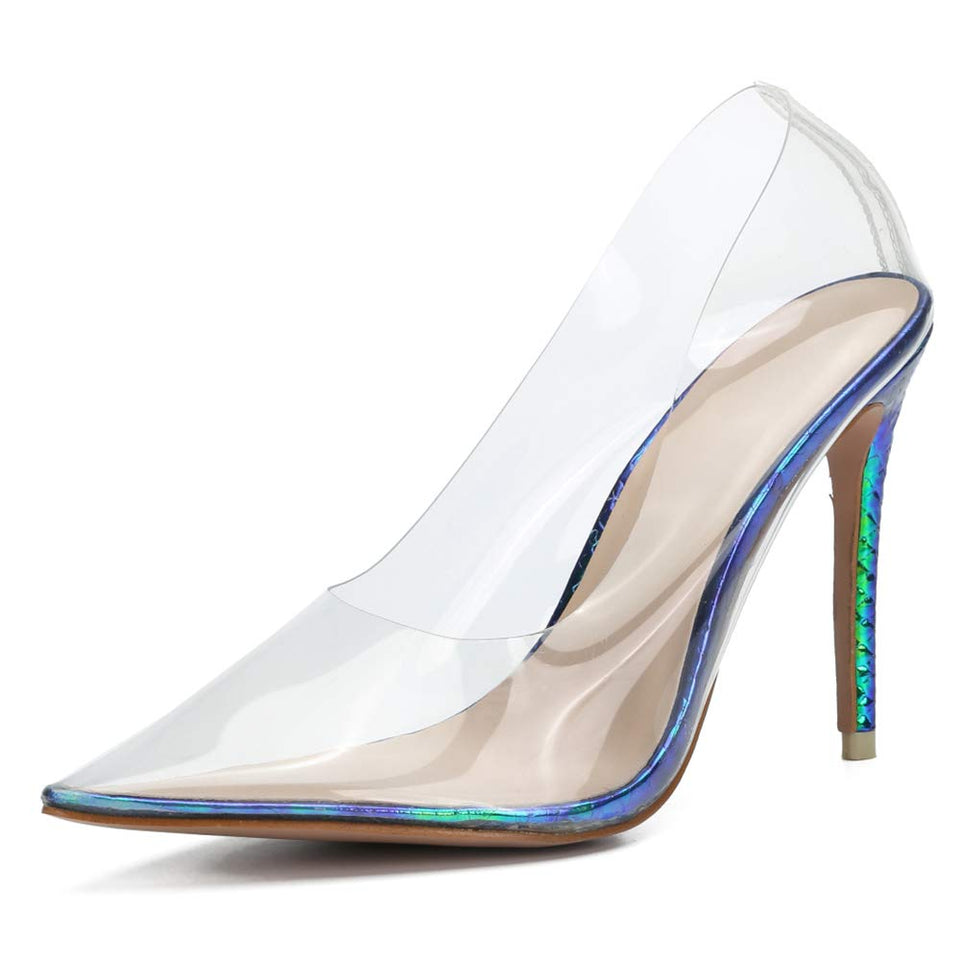 LIURUIJIA KHD45F - Zapatos de tacón Alto con Punta Transparente para Fiesta o graduación