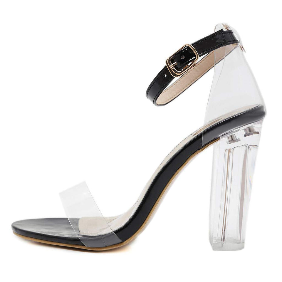 AmyDong - Sandalias de tacón Alto para Mujer, con Hebilla Transparente, Estilo Informal, de Verano, a la Moda