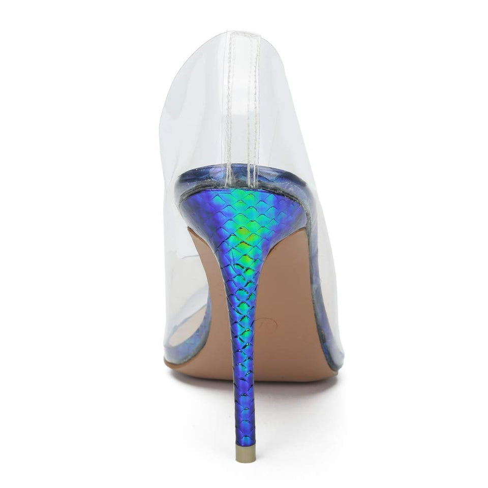 LIURUIJIA KHD45F - Zapatos de tacón Alto con Punta Transparente para Fiesta o graduación