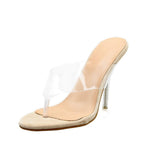 NDGDA - Zapatillas de tacón alto para mujer, transparentes, para fiestas, US:6.5, Caqui