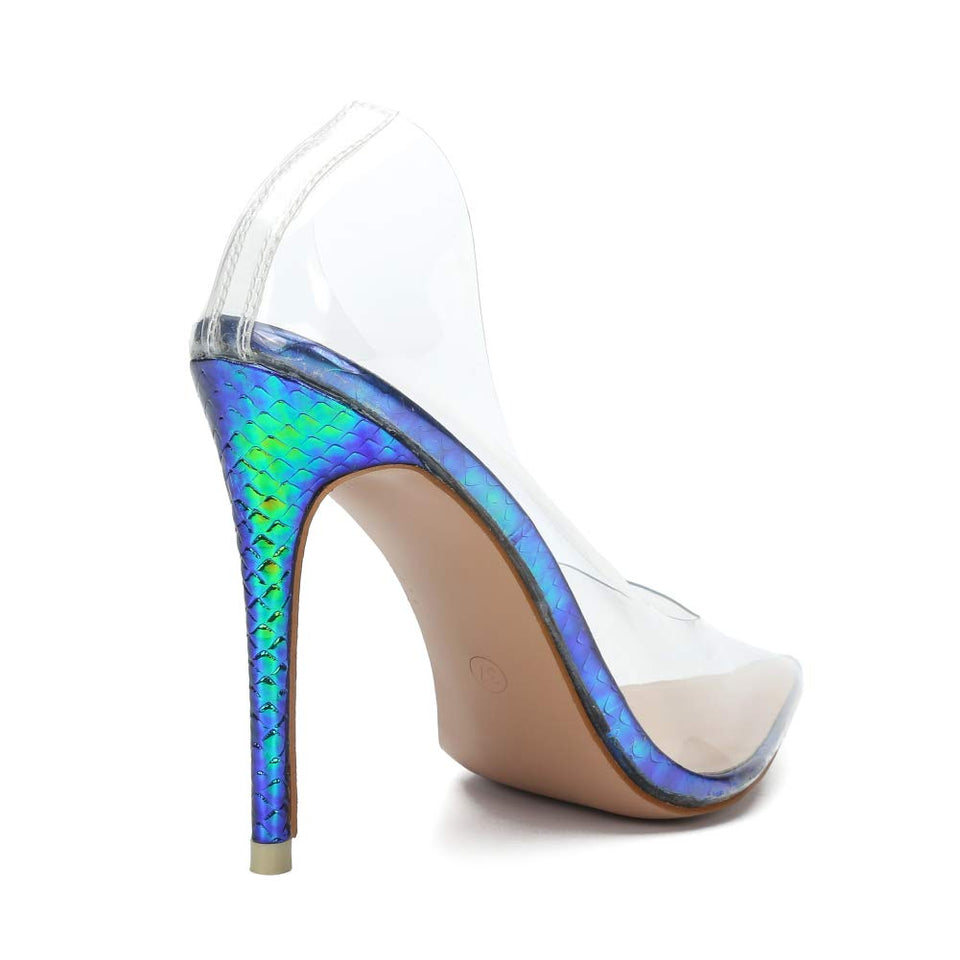 LIURUIJIA KHD45F - Zapatos de tacón Alto con Punta Transparente para Fiesta o graduación