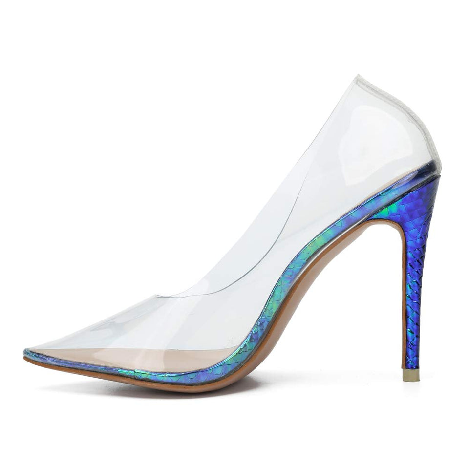 LIURUIJIA KHD45F - Zapatos de tacón Alto con Punta Transparente para Fiesta o graduación