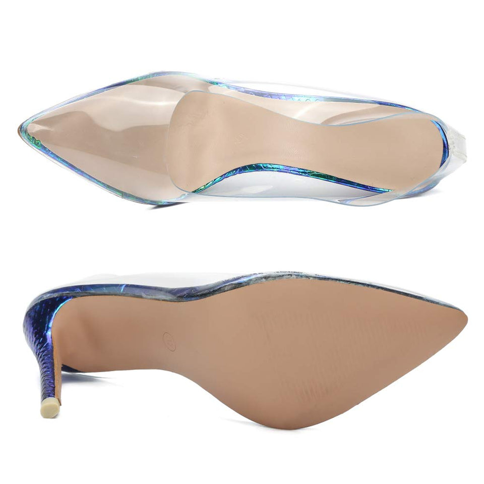 LIURUIJIA KHD45F - Zapatos de tacón Alto con Punta Transparente para Fiesta o graduación