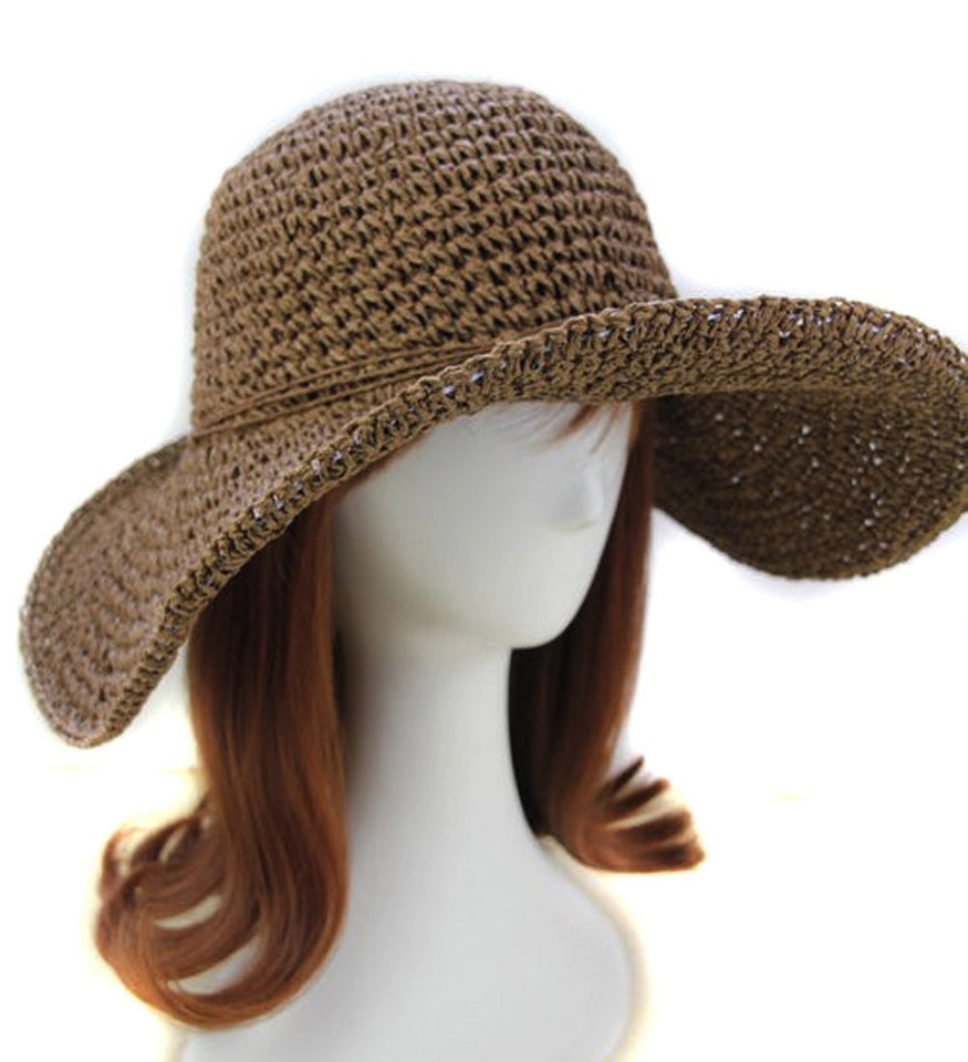Elegante para mujer para la visera de paja de ancho grande plegable disquete natación playa sombrero de paja