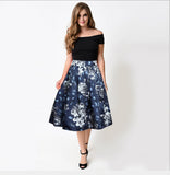 Binghang Falda Plisada Clásico con Estampado Floral, Faldas Medias de Línea A