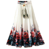 kafeimali Flowy verano de la mujer chifón largo Maxi Falda Boho Playa a-line vestido