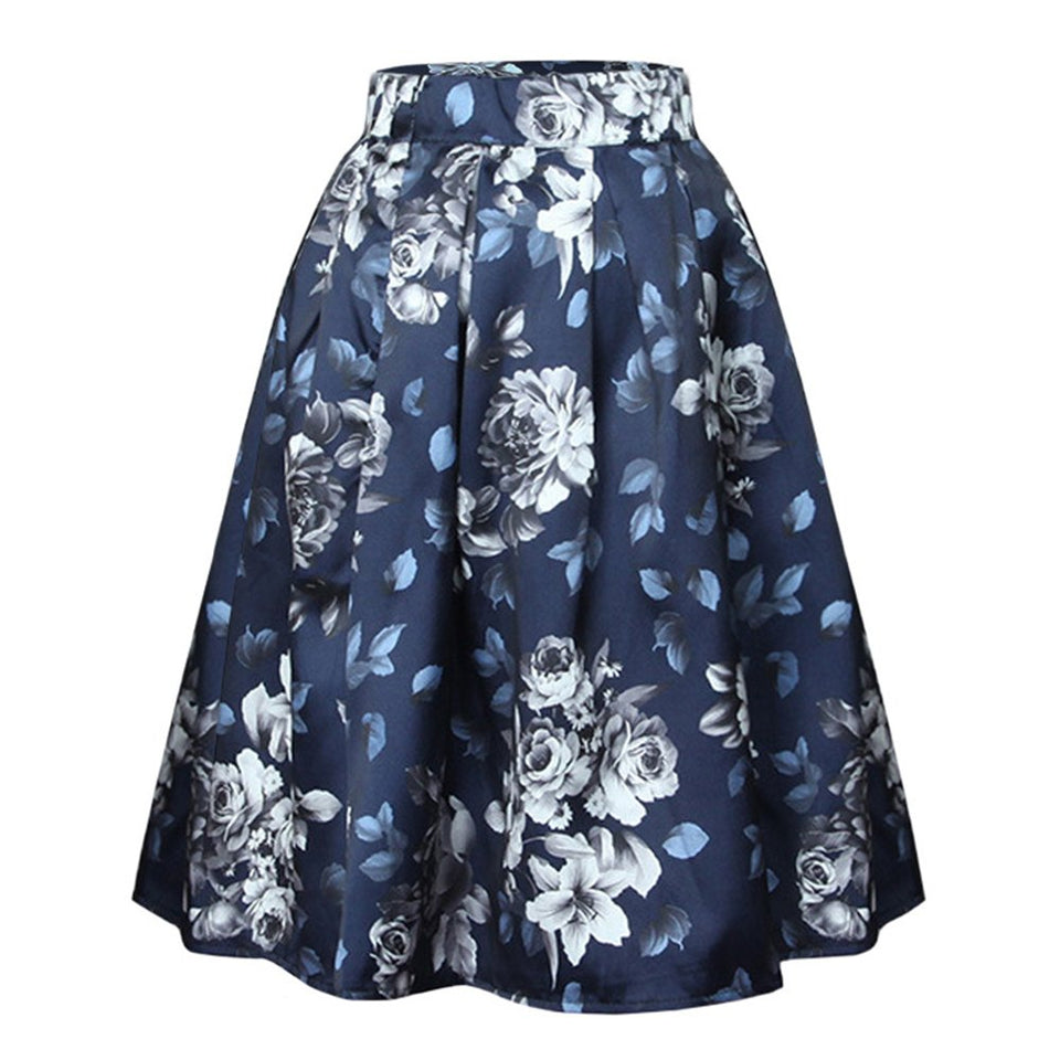 Binghang Falda Plisada Clásico con Estampado Floral, Faldas Medias de Línea A