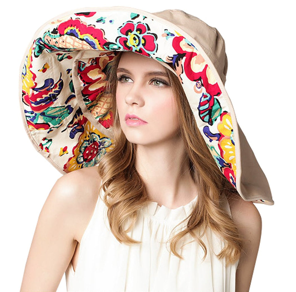 kafeimali Mujer Gran cubeta Ala Ancha Floppy Sombrero Sol Verano Playa Caps UPF 50 +