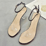 Lloopyting Sexy Fashion - Zapatos de tacón Alto para Mujer, Transparentes, con Palabras y Cristales, con Puntera Abierta