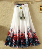 kafeimali Flowy verano de la mujer chifón largo Maxi Falda Boho Playa a-line vestido