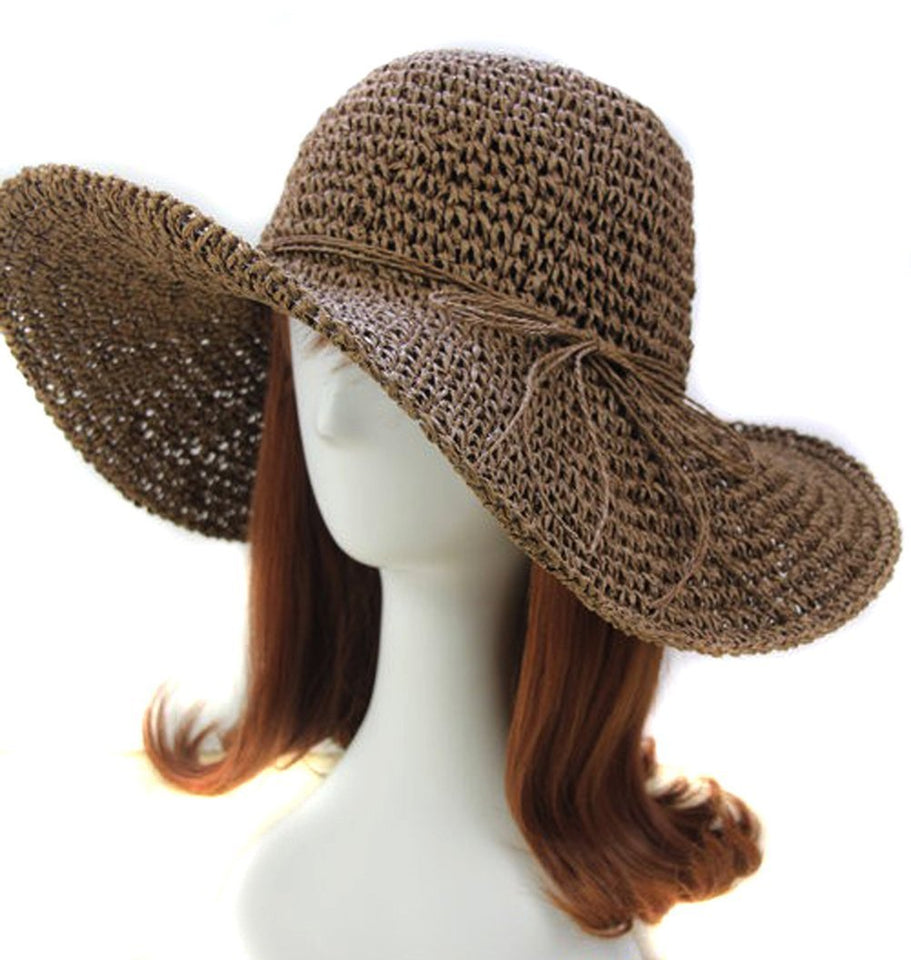 Elegante para mujer para la visera de paja de ancho grande plegable disquete natación playa sombrero de paja