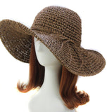 Elegante para mujer para la visera de paja de ancho grande plegable disquete natación playa sombrero de paja