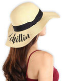 Brook + Bay Sombrero de Playa para Mujer Bordado, Sombrero de Paja de Verano, Ideal para Viajes y día Festivo, Plegable y Plegable
