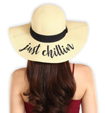 Brook + Bay Sombrero de Playa para Mujer Bordado, Sombrero de Paja de Verano, Ideal para Viajes y día Festivo, Plegable y Plegable